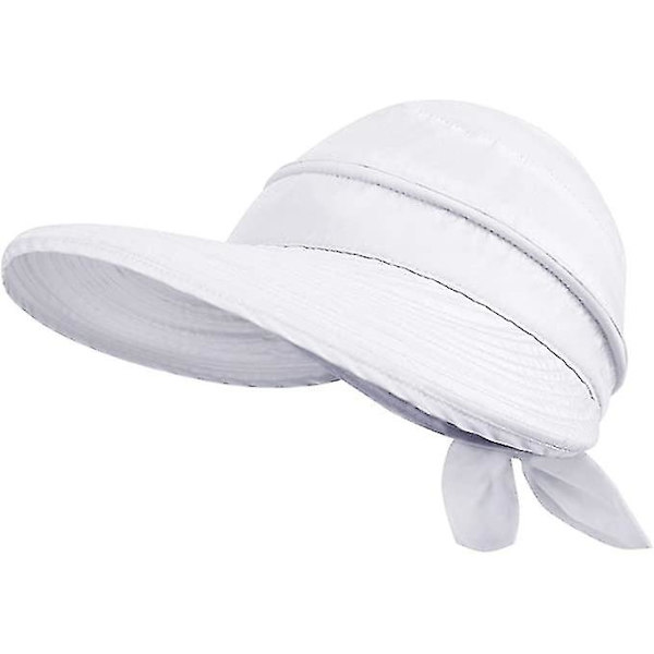 Hattar Upf 50+ Uv Solskydd Konvertibel Strand Visor Hatt（vit）