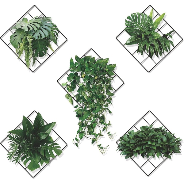 Fantastisk 3d-effekt Levende grøn plantegitter vægmærkat, vinyl aftagelig, velegnet til soveværelse stue kontor køkken dekoration, sæt med 6