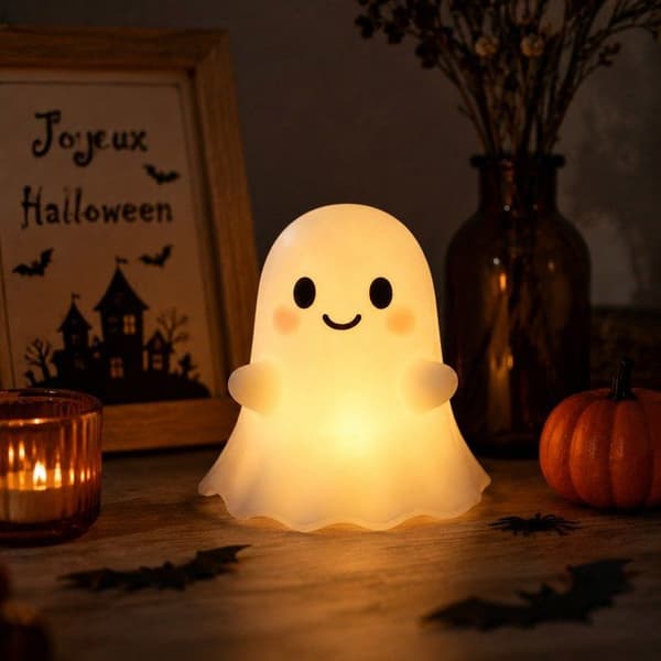 Spøkelsesnattlys - søt og leken harpiks - Halloween-dekorasjon
