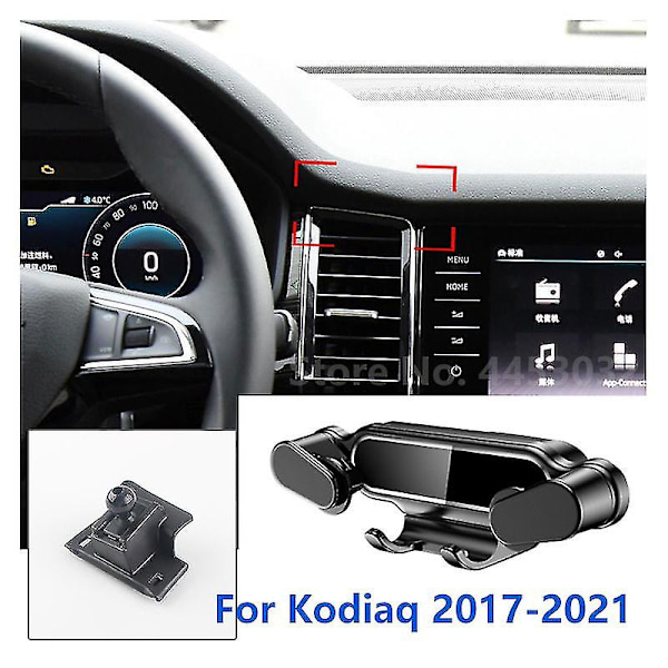 Special för Skoda Kodiaq biltelefonhållare Gravity mobilstativ GPS-stöd luftventilationsfäste tillbehör -（Blank svart 17-21）