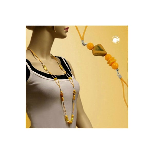 Halsband Sten Pärla Matt Gul 100cm - Gl02406