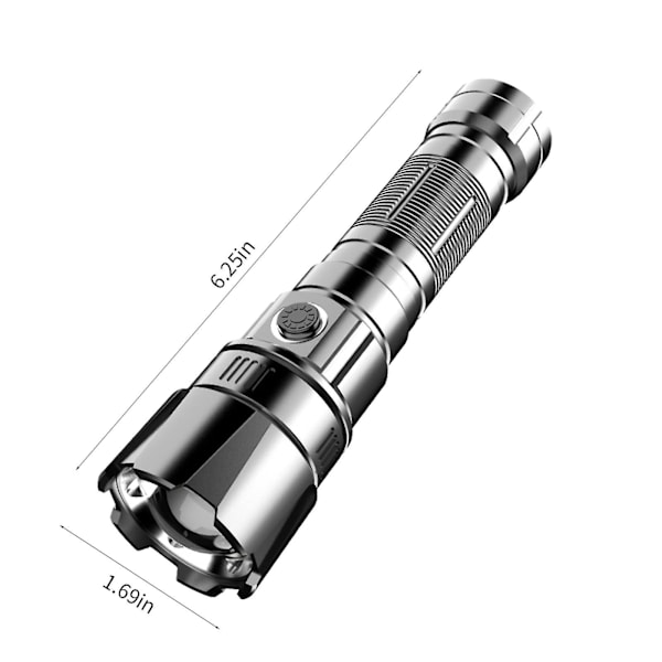 LED-ficklampa med zoombar funktion, högt lumen och 5 lägen (A)