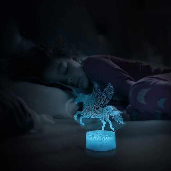 2024, 3D Unicorn Illusion Lamp 16 färger med fjärrkontroll optisk LED skrivbordslampa födelsedag jul