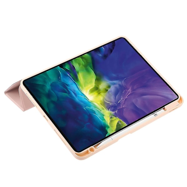 iPad Pro 12.9 -kotelo, kolminkertainen jalusta, automaattinen herätys-/unitila, PU-nahkaa + TPU + akryylinen pyörivä kansi (tyyppi B iPad Pro 12.9 (2020), vaaleanpunainen, vaaleanpunainen)