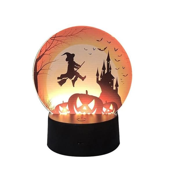 Halloween LED Gresskar Flaggermus Nattlys Dekor, 1 Stykke, Oransje