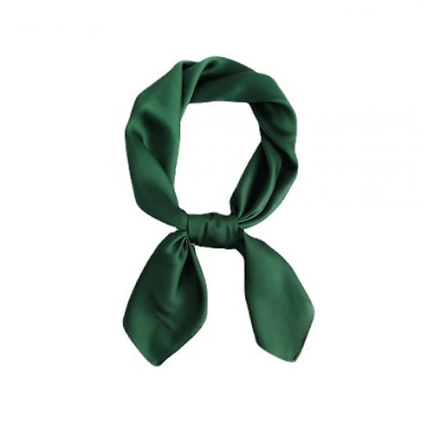 Women's Fashion Soft Large Satin Square Chiffon Polyester Scarf Set Head Neck Multiuse Solid Colors Available-Green