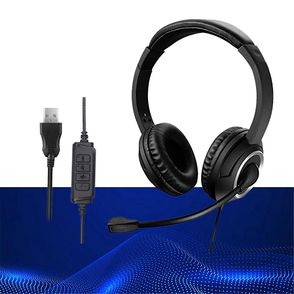 USB-interface computer headset til online undervisning, støjreducerende headset til forretningsbrug, bærbar headset（Som vist）