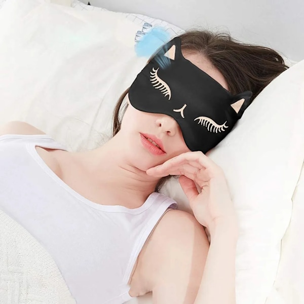 100% Siden Sovmask med Justerbara Remmar, Bekväm och Supermjuk Ögonmask, Ultimat Sömnhjälp, Ögonbindel (Svart)