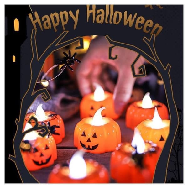 12-delt græskar Halloween-lys sæt, LED græskar lanterne, lysende græskar lanterne, festdekorationslanterne hvid XXS