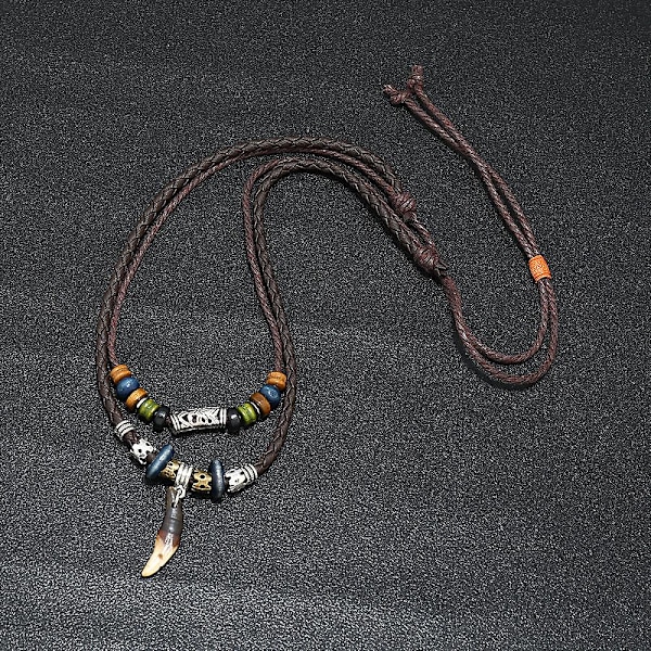 Dww- Halsband i rostfritt stål och läder för män