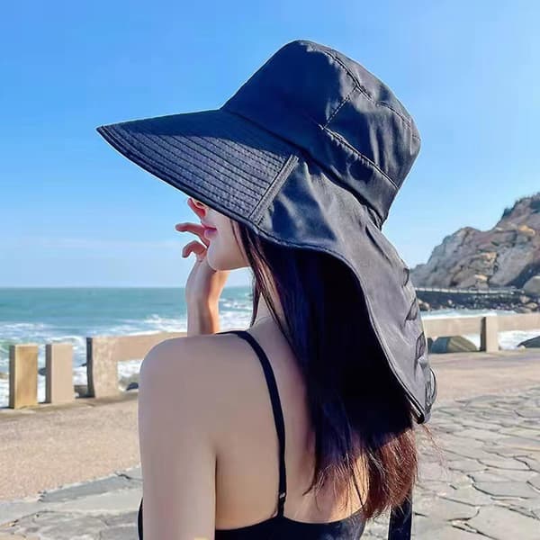 Kvinders sommer udendørs solhat solbeskyttelse åndbare strandhatte til rejser ferie strandleg (sort)