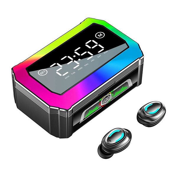 Trådløs Bluetooth-urdisplay, støjreduktion, lav latenstid, TWS Bluetooth-headset til mobilspil, computer (sort)