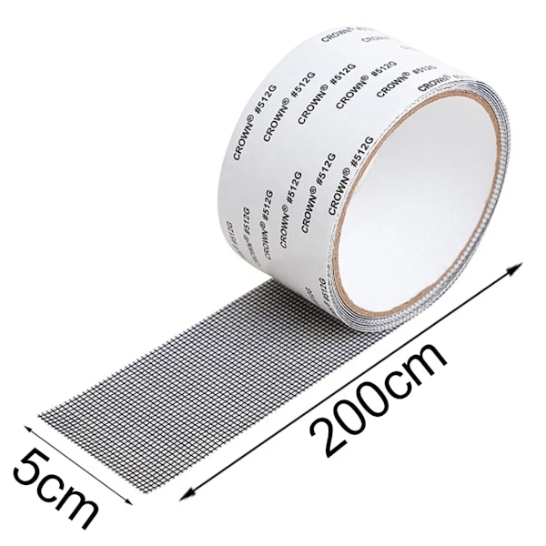 Skärm Glasfiber Skärmrulle - 5 cm * 2 m - för fönster, dörr eller uteplatsskärmning och utbyte (svart)