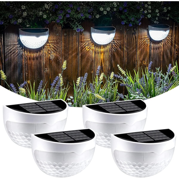 Solar staketstolpsljus, däcksbelysning utomhus vattentät staketsbelysning för staketdäck trappstolpsvägg (4-pack)