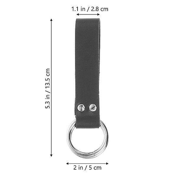Dobbelt Ring Skørt Hike Bærbar Værktøjsbælte Tilbehør Læder Renaissance Loop Fastgørelse（13.5X5cm，Sort）