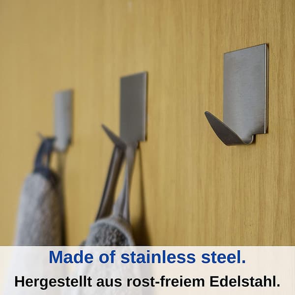 Veggmontert håndklekrok i rustfritt stål, sett med 4, rustfri, veggmontering