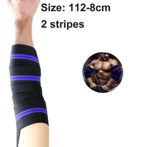 Elastiska knä- och armbågsstöd, 1 par, för tyngdlyftning, styrkelyft, gymträning, blå