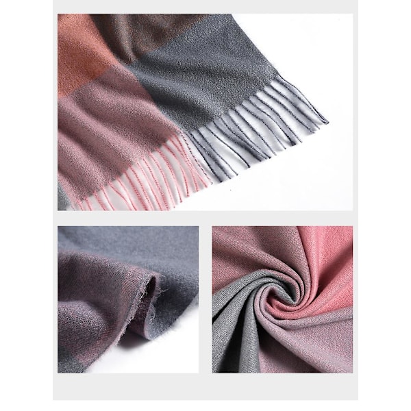 Dametørklæder Vinter Lang Blød Varm Tartan Check Wraps Uld Spinding Kvast Sjal Stjal Tørklæde Damer,Pink