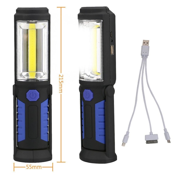 Blå inspektionslampa laddningsbar LED-lampa, laddningsbar LED-arbetslampa med magnetisk LED-ficklampa inspektionslampa