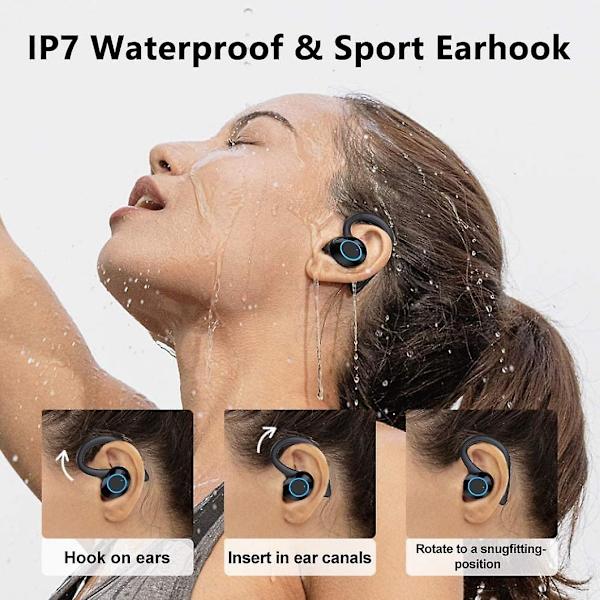Urheilu Langattomat Bluetooth-kuulokkeet Vedenpitävät Korvatulpat Bluetooth 5.1 Kuulokkeet Mikrofonilla Kosketusohjaus 9d Hifi Kuulokkeet(musta)