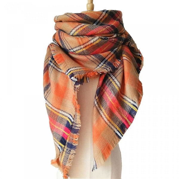 Kvinners Tartan-skjerf - Vinter Lange Skjerf Rutete Varme Innpakninger Ull Britisk Stil For Damer Spinning Dusksjal Lang Stola,03