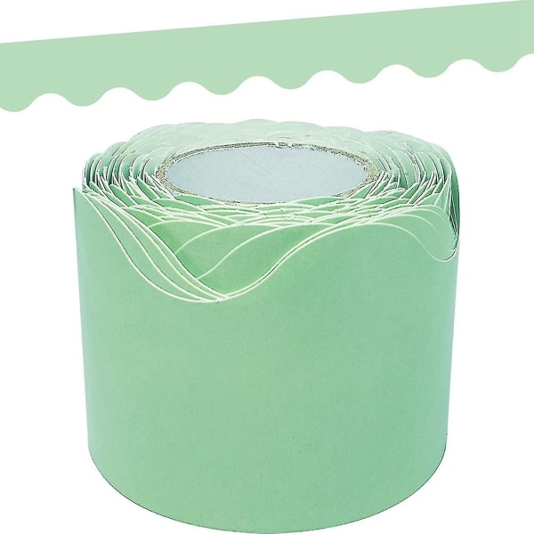 Mintgrön bågad rullad kantkant - 50 fot - Dekorera anslagstavlor, väggar, skrivbord, fönster, D