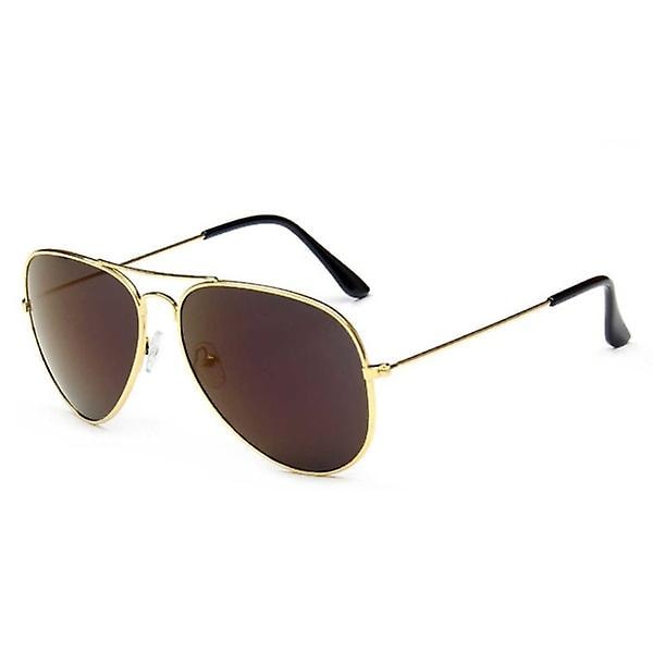 Guld Pilot Aviator Solbriller Brun Glas Guld