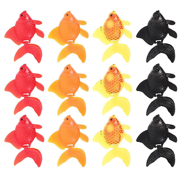 12 stk fargerike kunstige fiskemodeller, dekorative fiskesimuleringer for akvarier (5,5 x 4,2 cm, tilfeldig farge)
