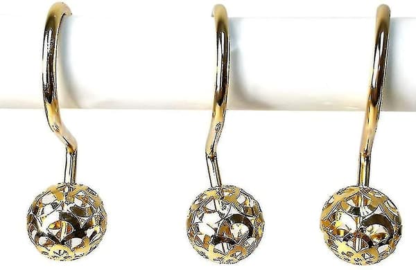 Guld duschdraperi krokar ringar, 12 st dekorativa duschdraperi krokar