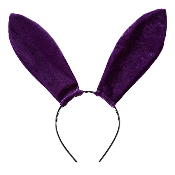 Bunny Ear Headband Velvet Rabbit Ear Headdress Performance Props Hairband（Purple）