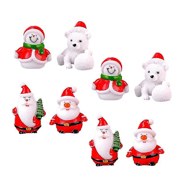 8 st julgranspynt Resin Mini Figuriner Jul Resinleksaker För Heminredning