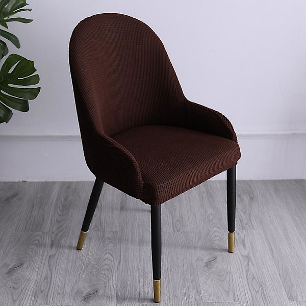 Reusable Dark Coffee Stretch Dining Chair Cover