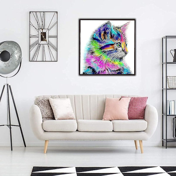 Diy 5d timanttimaalaus Pieni kissa Porkkana Iso tiikeri Timanttimaalaussarja Koti- ja toimistokoristeluun (35*35)