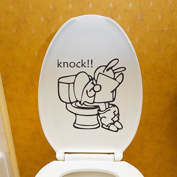 Dww-2pcs Mr. Rabbit Reading The Newspaper Stickers, Funny Wall Sticker for Toilet, Bathroom, Kitchen, PVC