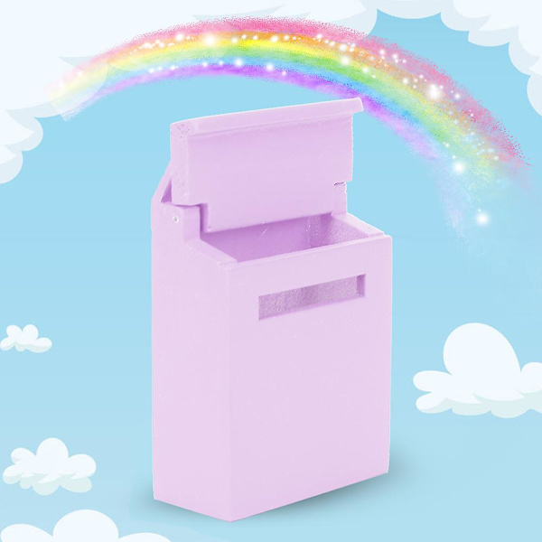 Värillinen puinen kääntyvä postilaatikko - Mini-nukkekodin sisustus Villa-tarvikkeet (violetti)