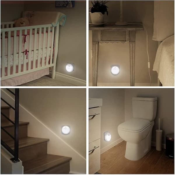 Led nattlys 3-pak Plug-and-Play automatiske vegglys med 3 lysmoduser. Led nattgave