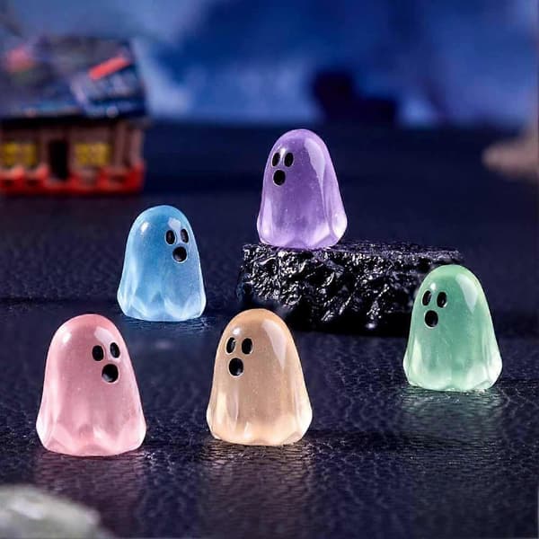 Halloween Glow-in-the-dark Spøgelse Minifigur - Lysende Harpiks DIY Håndværkstilbehør til Haven B 120pcs