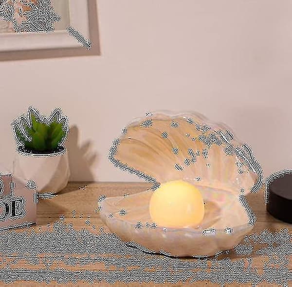 Shell Pearl Light Led Accent Lamp Bärbar Nattlampa (vit)
