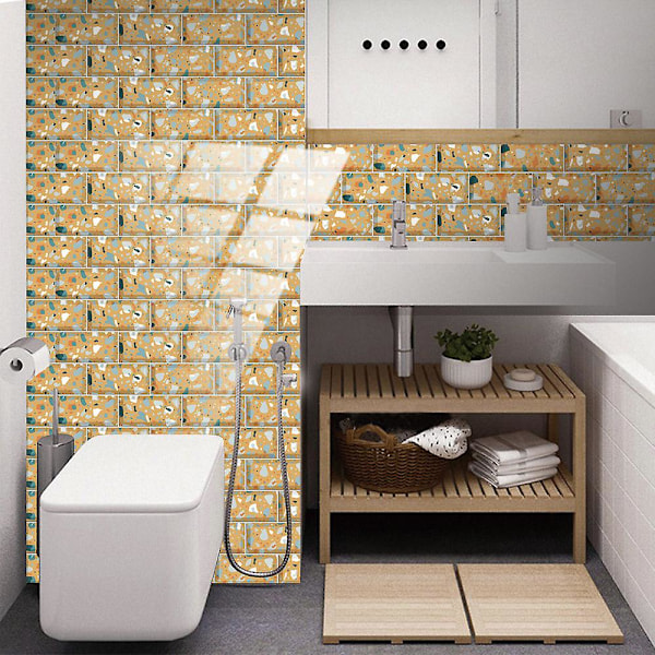 Imitation vægfliser Terrazzo fliser selvklæbende krystalfilm gulv klistermærker hjem renovering væg klistermærker 24stk