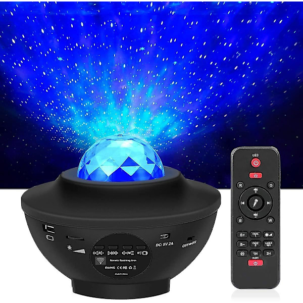 Led Galaxy Projektor Nattlampa, Havsvåg Stjärnor Musik Stjärnhimmel Projektorlampa