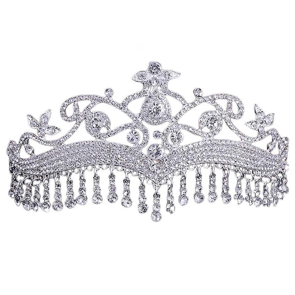 Barock bröllopskrona silver drottning kristall brud tiara brudkronor strass håraccessoarer för kvinnor och flickor, WZ-1511R