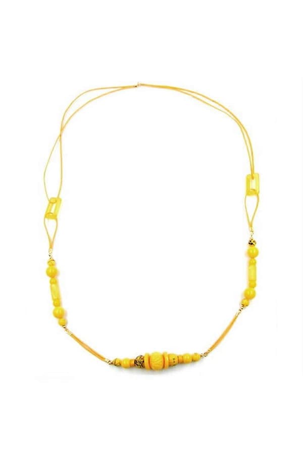 Halsband Gula Pärlor Gul Kedja 100cm - Gl01964