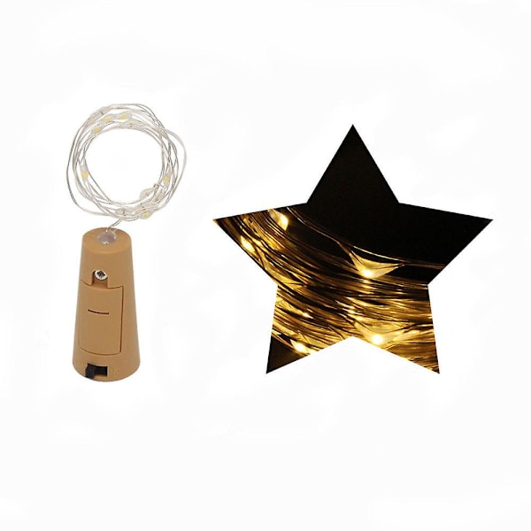 1M 10 LED Bottle Lights Cork Shape For Wine Bottle String Party Romantic Yellow（Yellow）