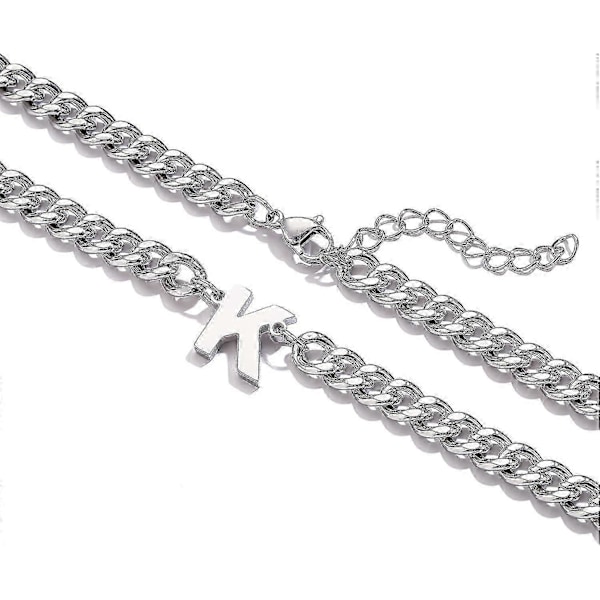 Initial A-z Kubansk Länk Halsband För Pojkar Män Kvinnor Bokstav Hänge Rostfritt Stål 6.5mm 18+2 Tum Smyckesgåva-Bra（Silver，C）