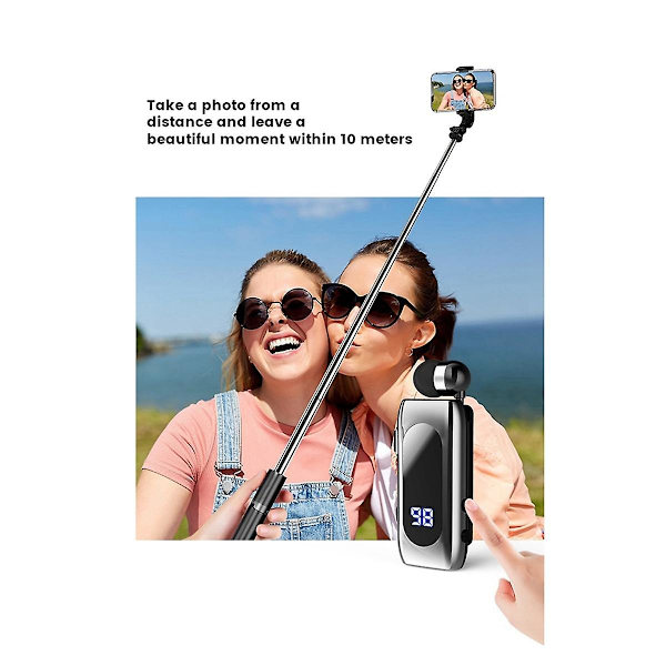 K55 Lavalier langaton kuulokemikrofoni Digitaalinen näyttö Vedenpitävä Yrityskaapeli Korvan sisäinen Ultra Bluetooth-kuulokemikrofoni,A（Gun Black）