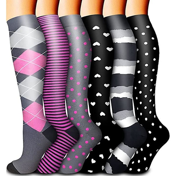 Compression Socks for Women & Men Circulation (6 Pairs) 15-20 mmHg is Best Support for Athletic Running,Hiking/Small-Medium/Combination 4