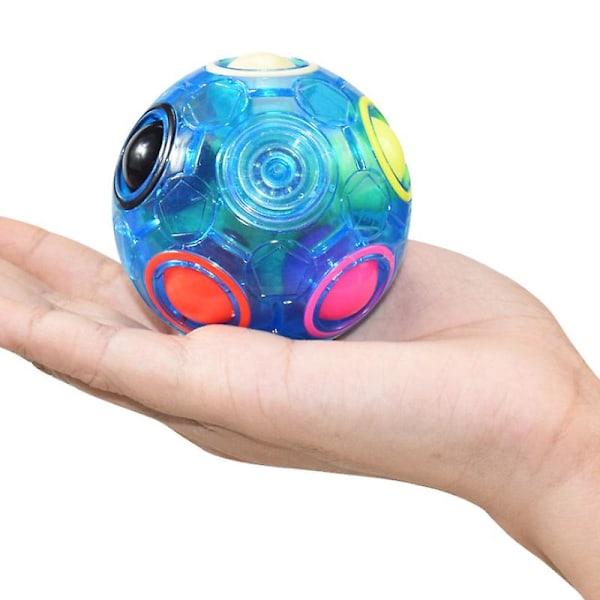 Magisk regnbuekugle Fidget Ball, puslespilkugle Speed Cube pædagogisk 3d puslespil Fidget Toy（Blå）