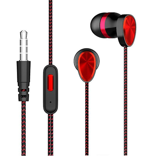 9d Stereo Hifi-øretelefoner 3,5 mm flettet kablet headset sport løpehodetelefoner med mikrofon for telefoner datamaskiner nettbrett Mp3