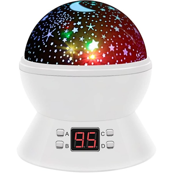 Stjernehimmel nattelys, roterende nattelys projektor med LED timer automatisk slukning romantiske stjernelys