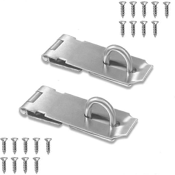 Dörrlås Hasp Spärr, 5 Tum Rostfritt Stål Säkerhets Packlock Spänne Hasp Lås Spärr, Extra Tjock Grinds Lås Hasp med Skruvar Borstad Yta 2 Pack (5in